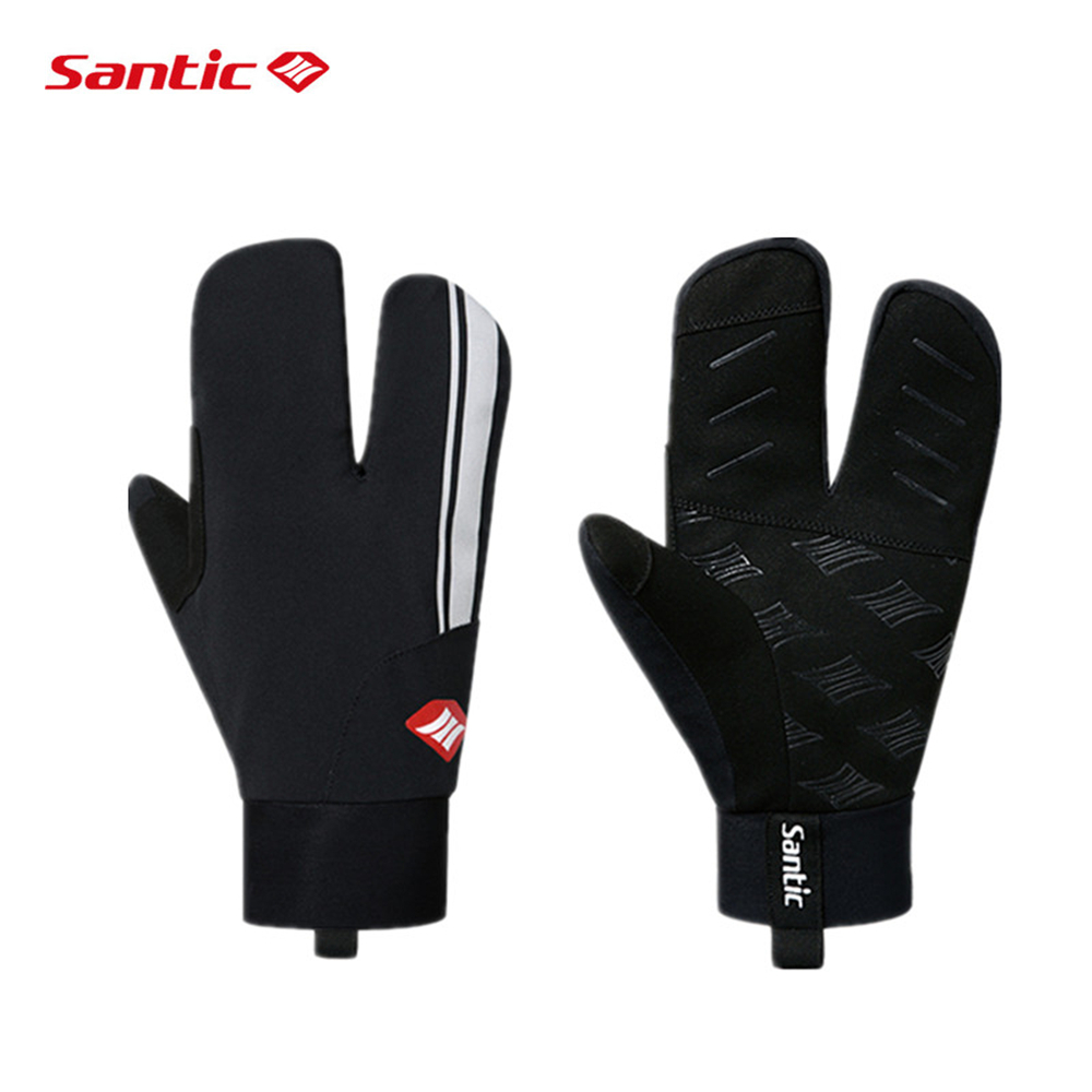 Santic Autumn Winter Men Women Cycling Gloves Shockproof Thermal Windproof Full Finger Bike Bicycle Gloves 0P075