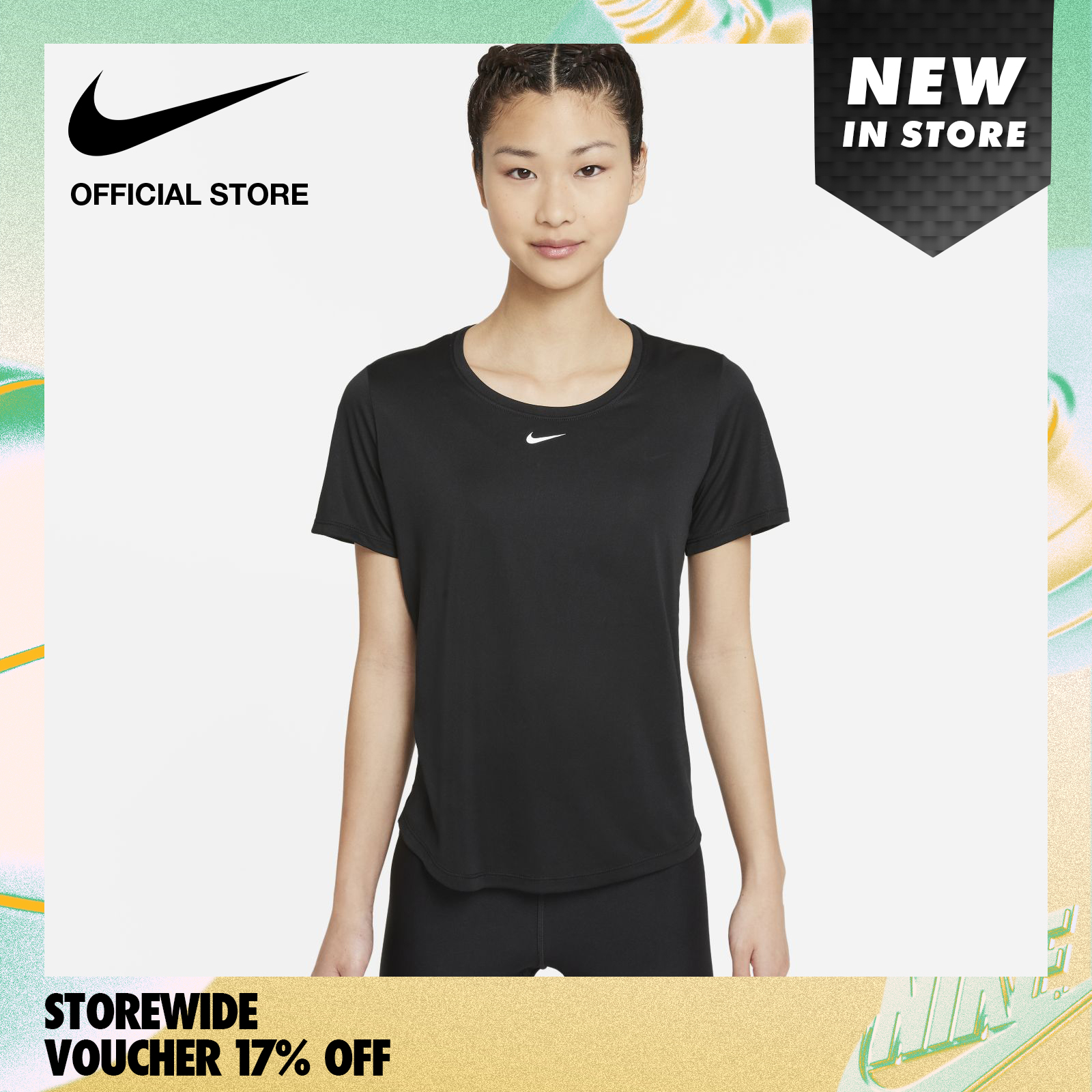 Nike Women's Dri-FIT One  Standard Fit Short-Sleeve Top - Black