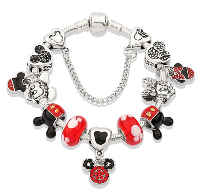 [SG LOCAL SELLER] Mickey & Minnie Mouse Charm Bracelet - 19cm (In Stock)